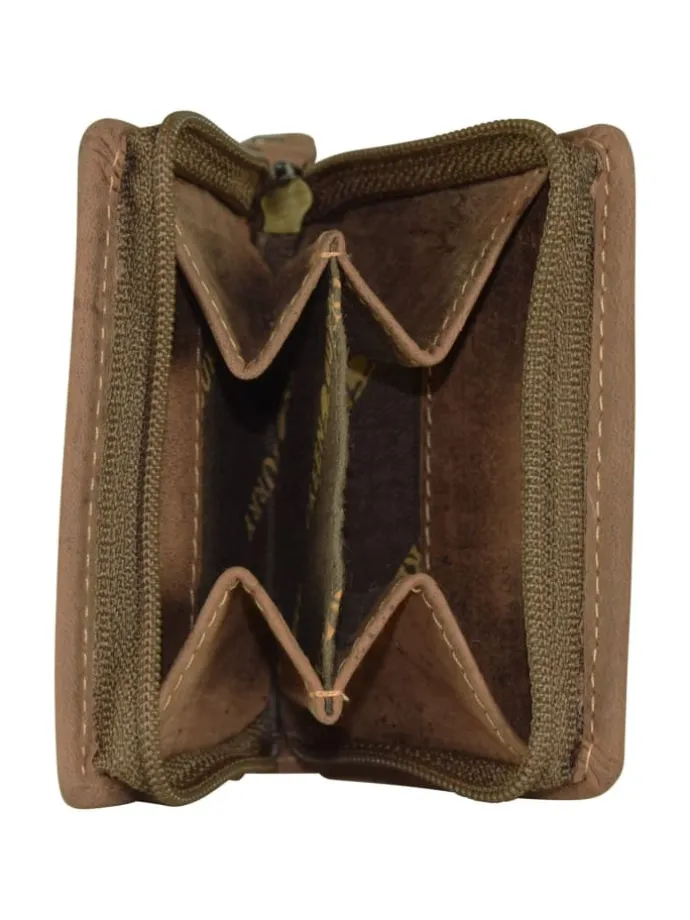 Vintage Münzbörse Leder 7 cm in brown