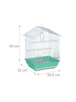 Vogelkäfig in Hellblau/Mintgrün - (B)39,5 x (H)49 x (T)32 cm