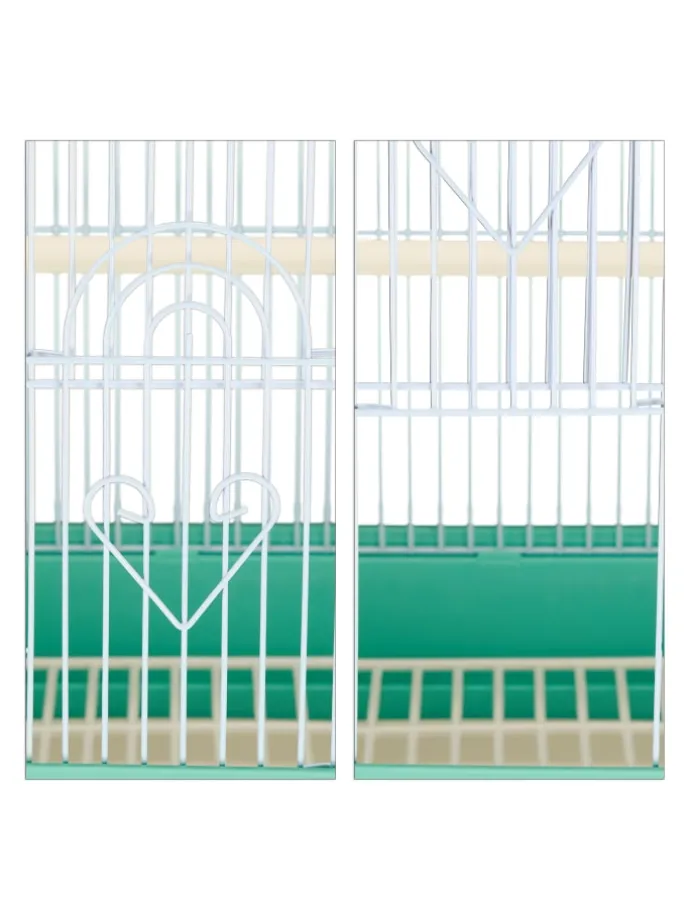 Vogelkäfig in Hellblau/Mintgrün - (B)39,5 x (H)49 x (T)32 cm