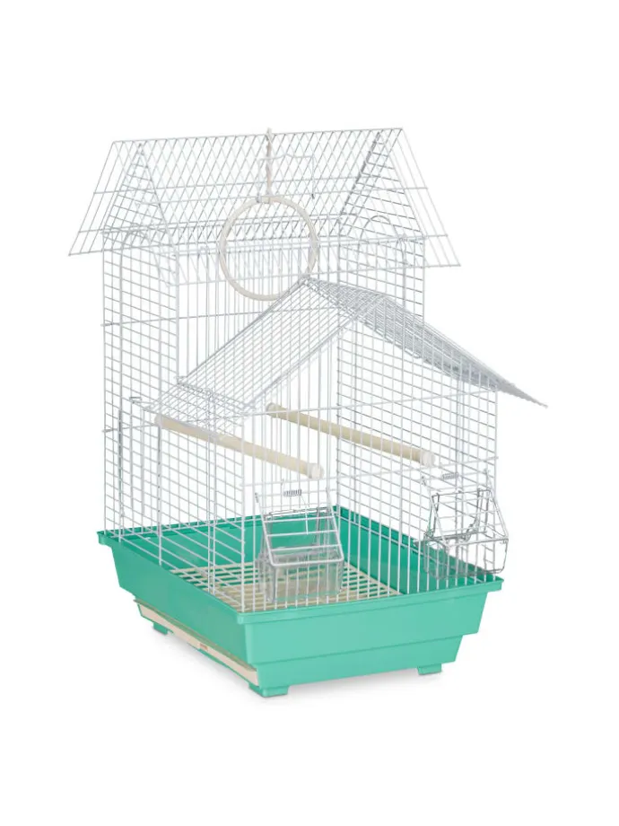 Vogelkäfig in Hellblau/Mintgrün - (B)42,5 x (H)50 x (T)33 cm
