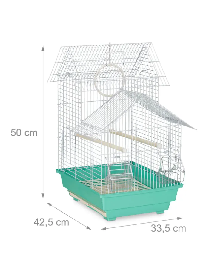 Vogelkäfig in Hellblau/Mintgrün - (B)42,5 x (H)50 x (T)33 cm