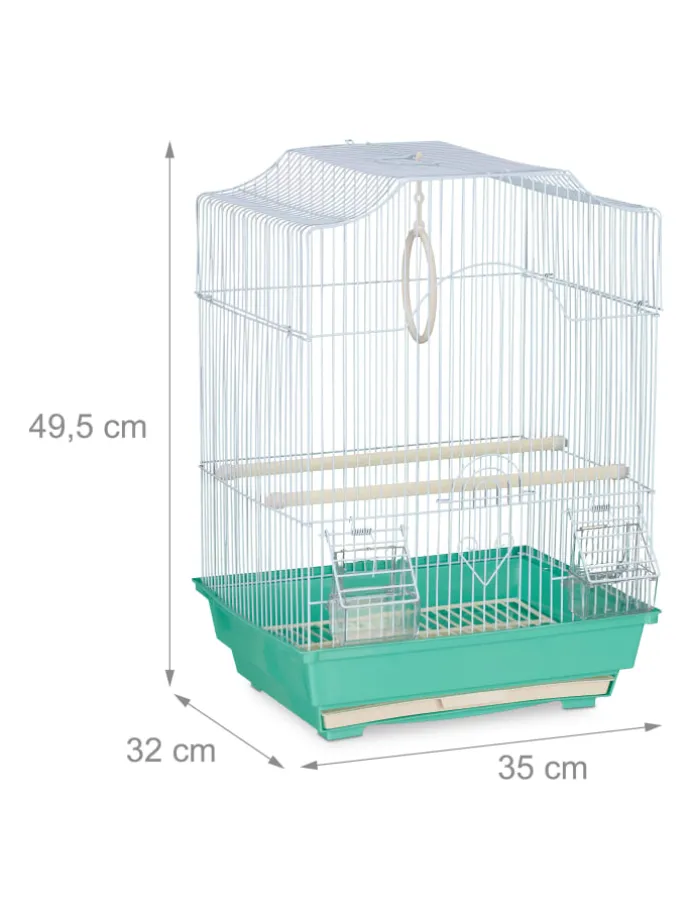 Vogelkäfig in Hellblau/Mintgrün - (B)35 x (H)49,5 x (T)32 cm