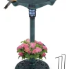 Vogeltränke mit Solarleuchte in Grün