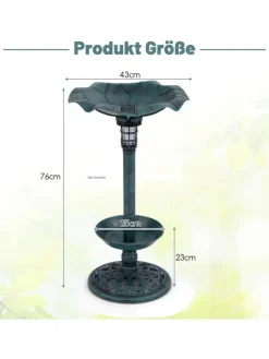Vogeltränke mit Solarleuchte in Grün