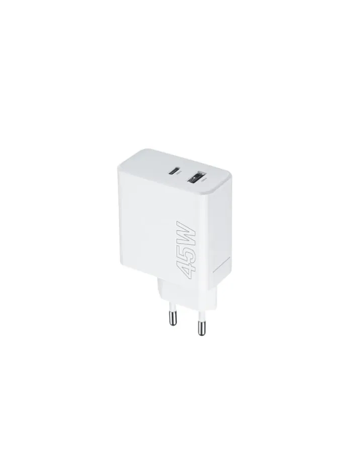 45W Schnell-Ladegerät PD QC 1x USB-C 1x USB weiß