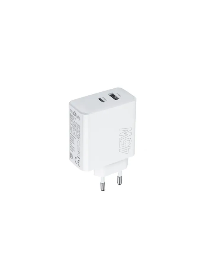 45W Schnell-Ladegerät PD QC 1x USB-C 1x USB weiß