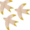 Wanddekor "Vögel" in Natur - 3 Stück  - (B)10 x (H)10 cm