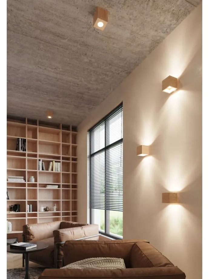 Wandleuchte "GEO" in Natur Holz Lichtrichtung auf und ab 1xG9 LED NICE LAMPS