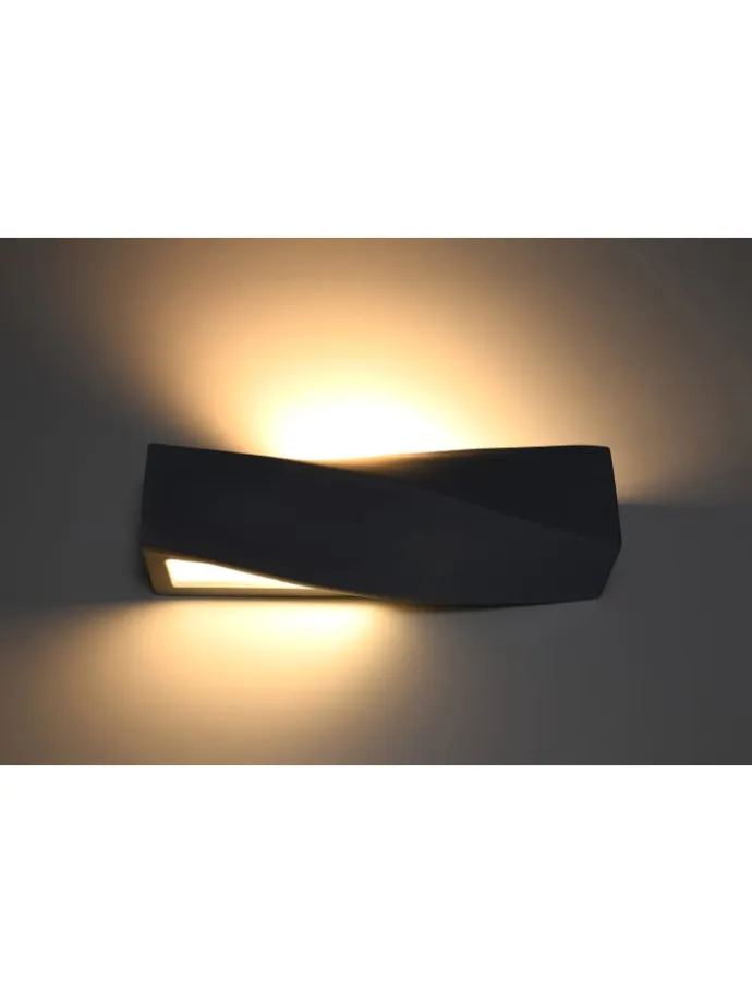 Wandleuchte Keramik TAURUS in Schwarz mit glas loft style LED E27 NICE LAMPS