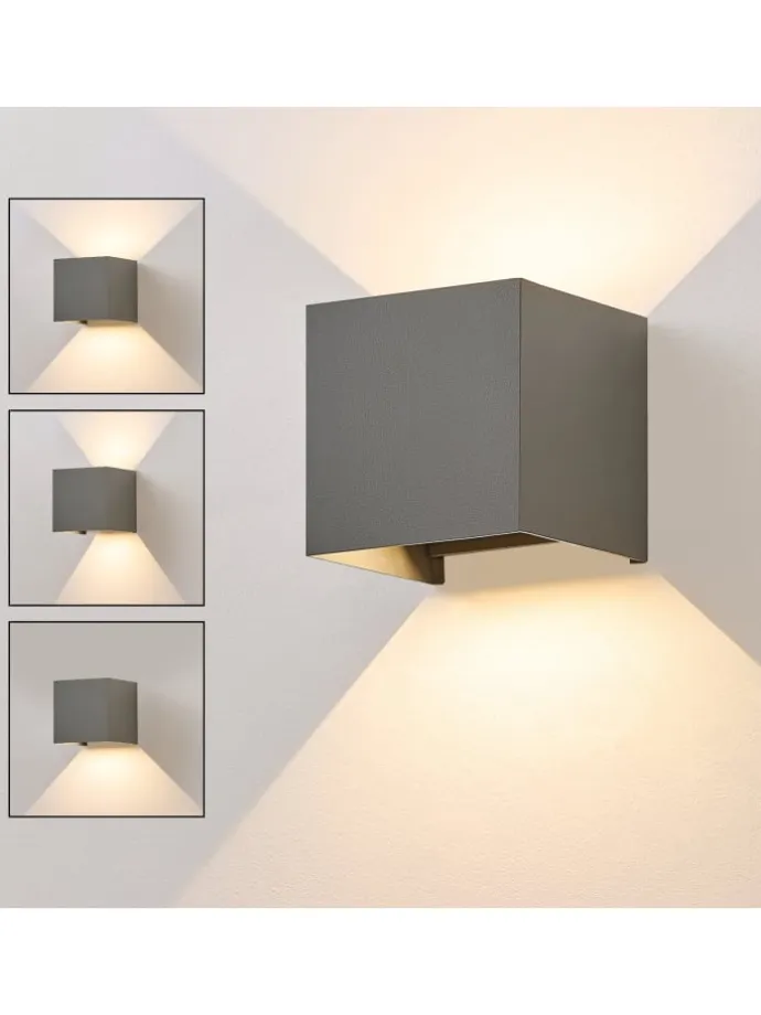 Wandleuchte LED 5W in grau modern 3000K warmweiß IP65