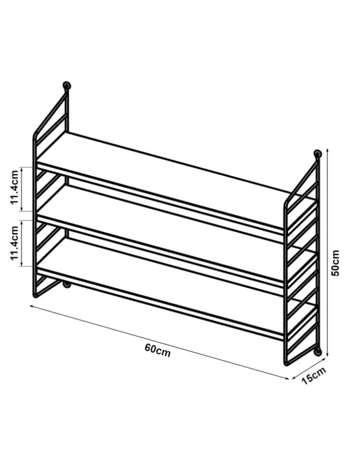 Wandregal Strängnäs in Hellgrün (H)50cm (B)60cm (T)15cm