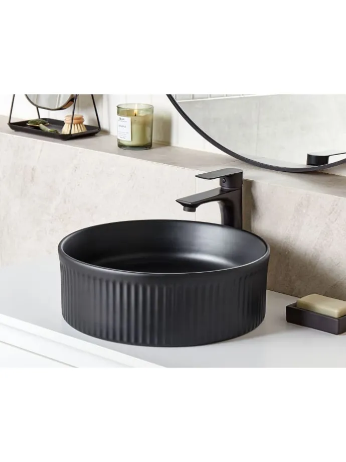 Waschbecken GELDO in Schwarz - (W) 37 x (H) 13 x (L) 37 cm