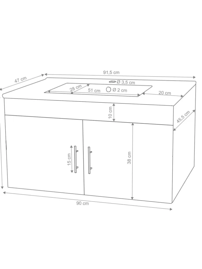 Waschbecken mit Unterschrank D16, Grau