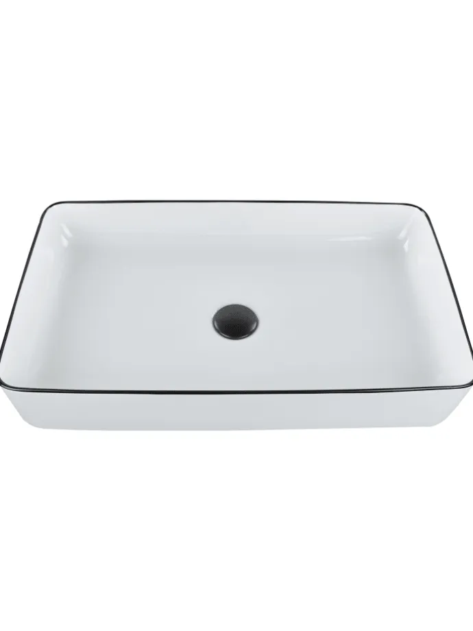 Waschbecken XERT in Weiß/Schwarz - (W) 61 x (H) 11 x (L) 35 cm