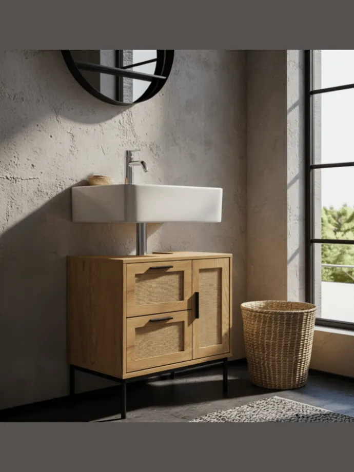 Waschbeckenunterschrank Eiche-Optik 60x60x40 cm mit Tür und