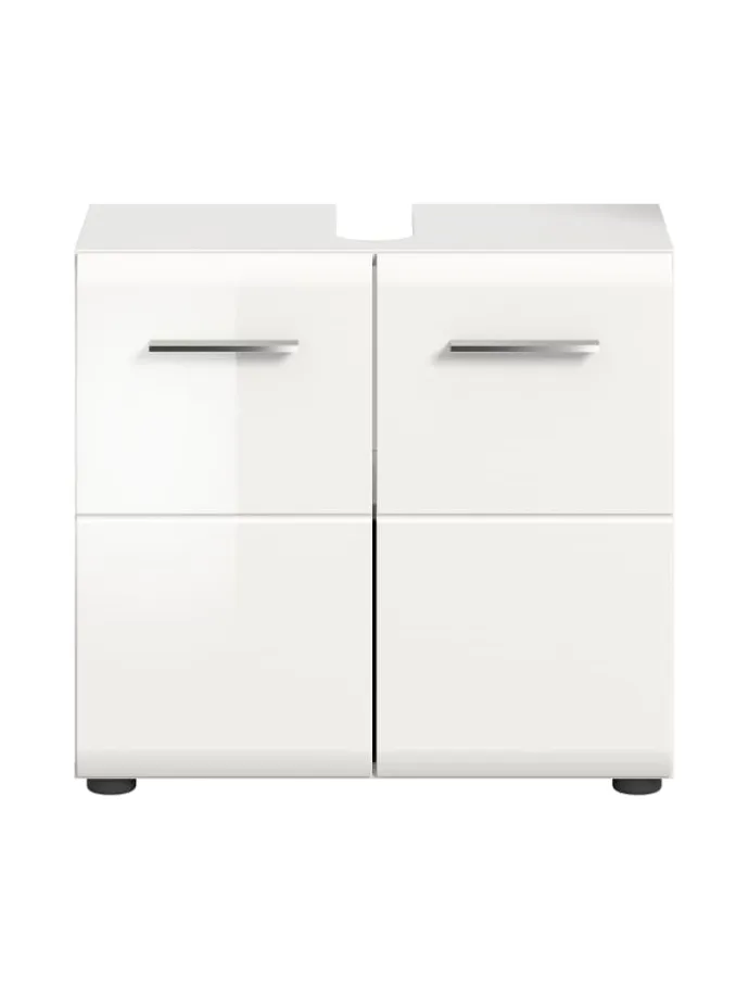 Waschbeckenunterschrank in Weiß/Weiß Hochglanz - (B) 60 x (H) 54 x (T) 30