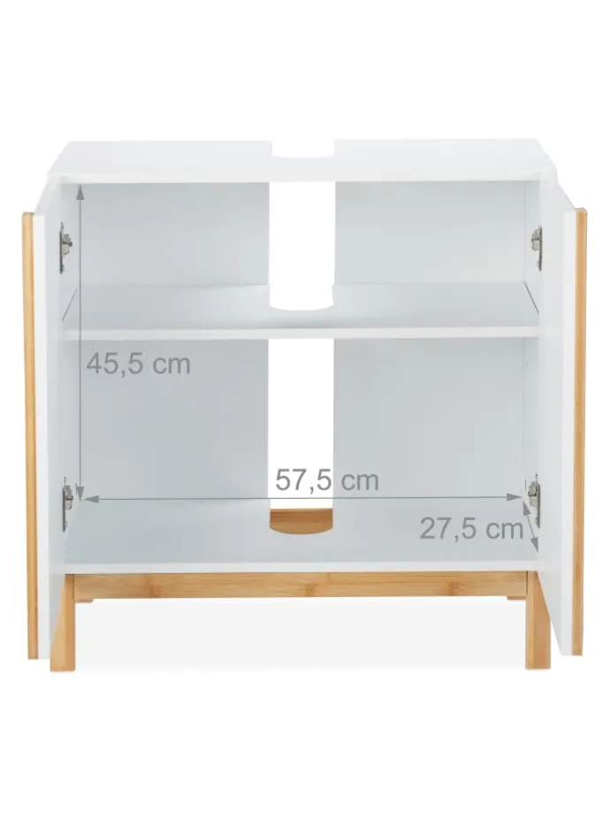 Waschbeckenunterschrank in Weiß/Natur - (B)60 x (H)60,5 x (T)30,5 cm