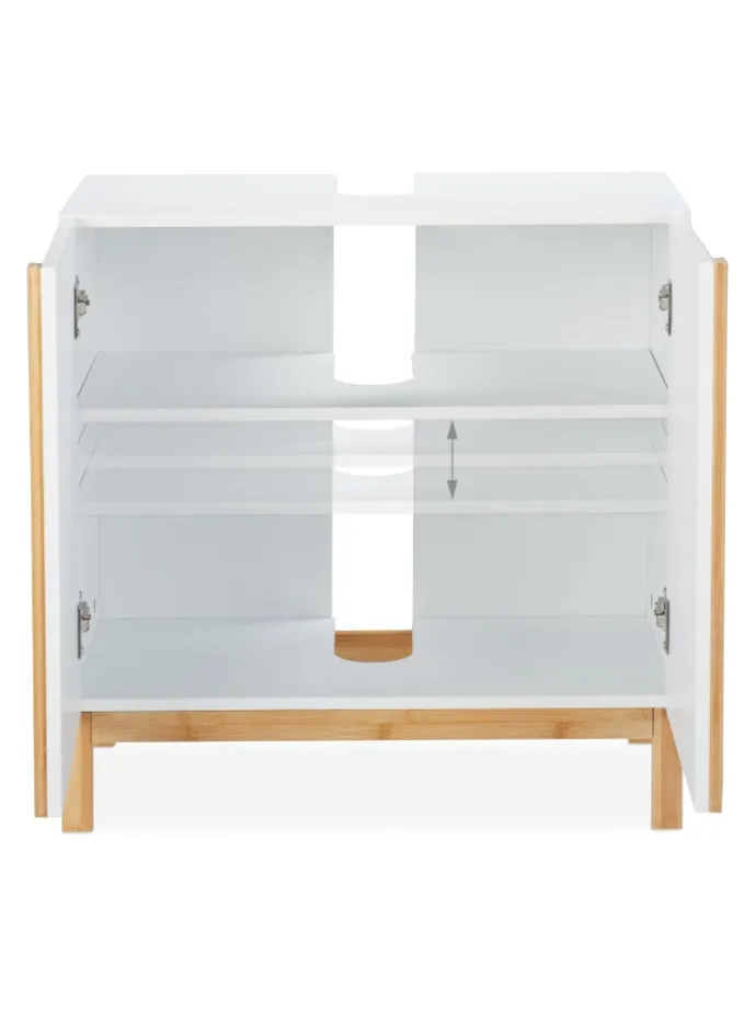 Waschbeckenunterschrank in Weiß/Natur - (B)60 x (H)60,5 x (T)30,5 cm