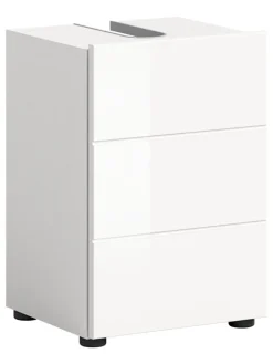 Waschbeckenunterschrank in weiß/weiß hochglanz  - (B) 38 x (H) 56 x (T) 34
