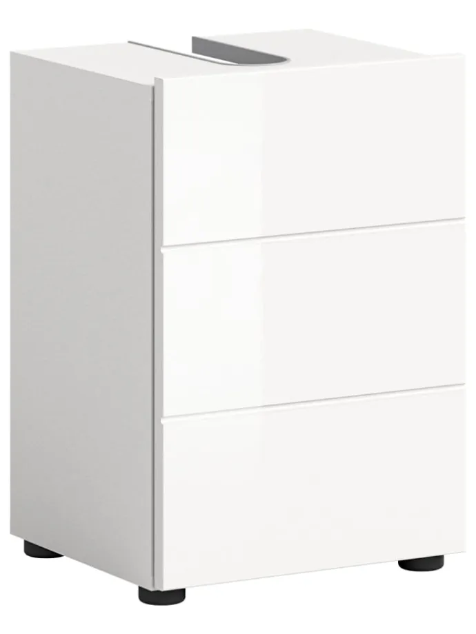Waschbeckenunterschrank in weiß/weiß hochglanz - (B) 38 x (H) 56 x (T) 34