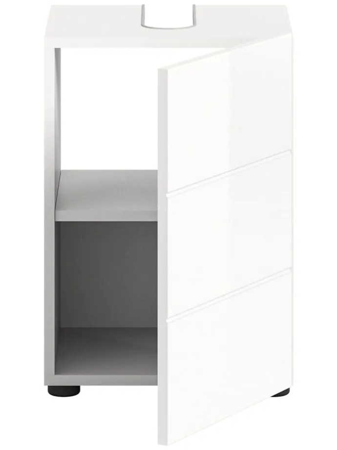 Waschbeckenunterschrank in weiß/weiß hochglanz - (B) 38 x (H) 56 x (T) 34
