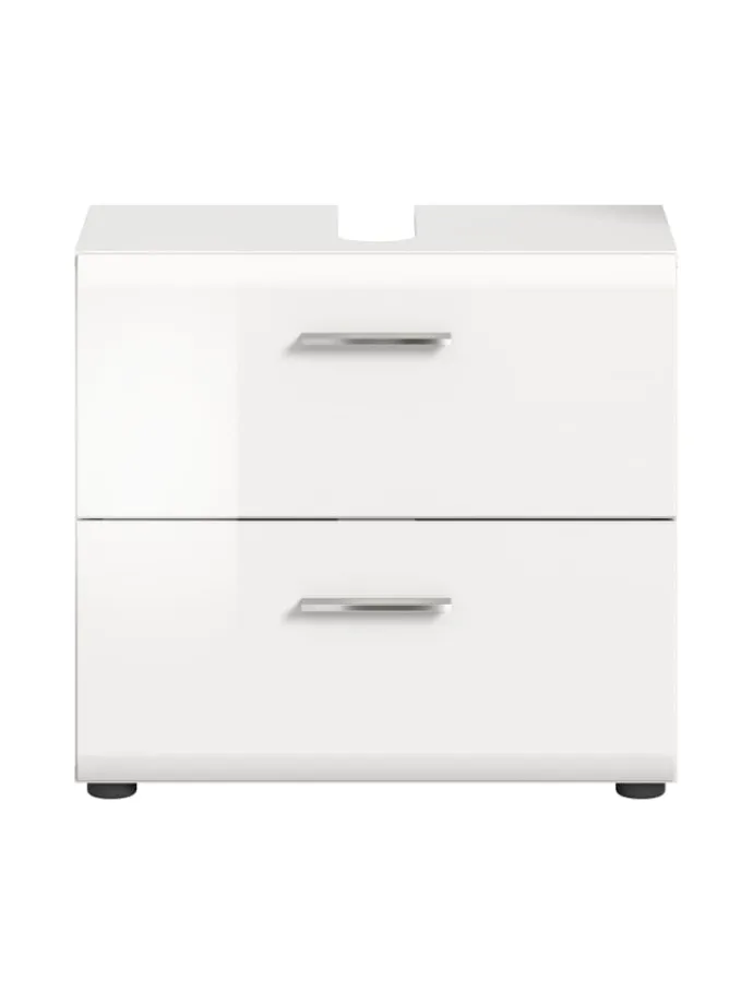Waschbeckenunterschrank in Weiß/Weiß Hochglanz - (B) 60 x (H) 54 x (T) 30