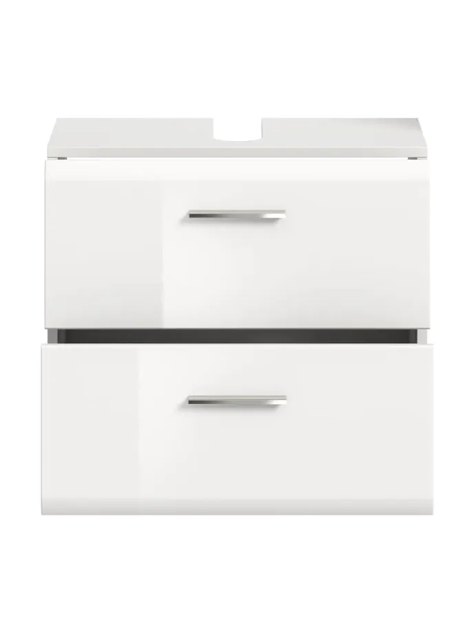 Waschbeckenunterschrank in Weiß/Weiß Hochglanz - (B) 60 x (H) 54 x (T) 30