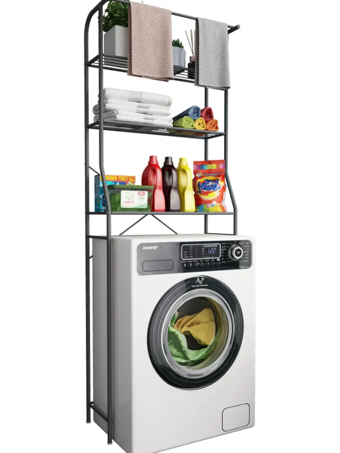 Waschmaschine Toilette Überbau Schrank Tubas L in Schwarz