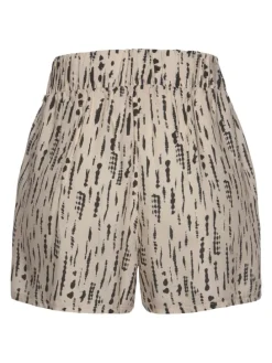 Webshorts in beige-schwarz-bedruckt