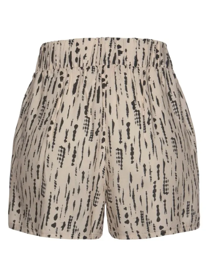 Webshorts in beige-schwarz-bedruckt