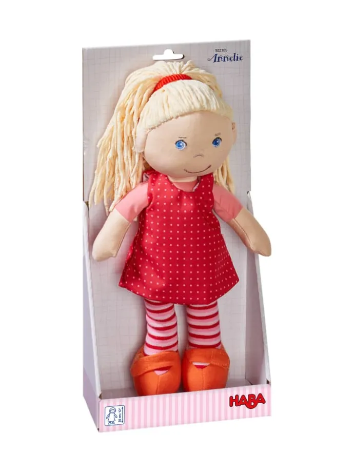 Weiche Stoffpuppe Kuschelpuppe für Kinder ab 6 Monaten 1er-Set in Annelie