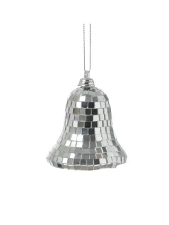 Weihnachtsbaumschmuck Glocke im Discokugel Look H: 8cm silber