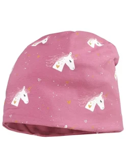 Wende-Beanie in Rosa