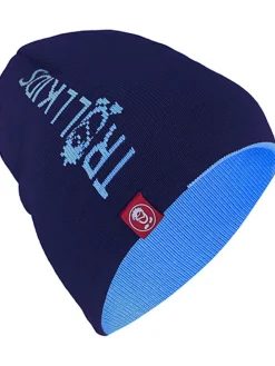 Wende-Beanie "Troll" in Dunkelblau/ Hellblau