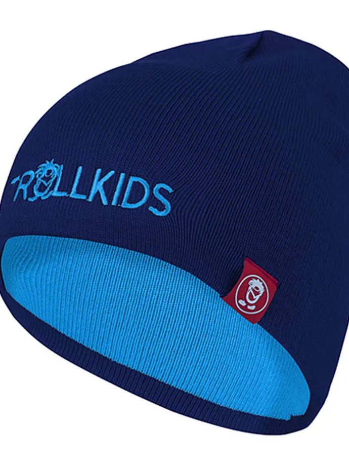 Wende-Beanie "Troll" in Dunkelblau/ Hellblau