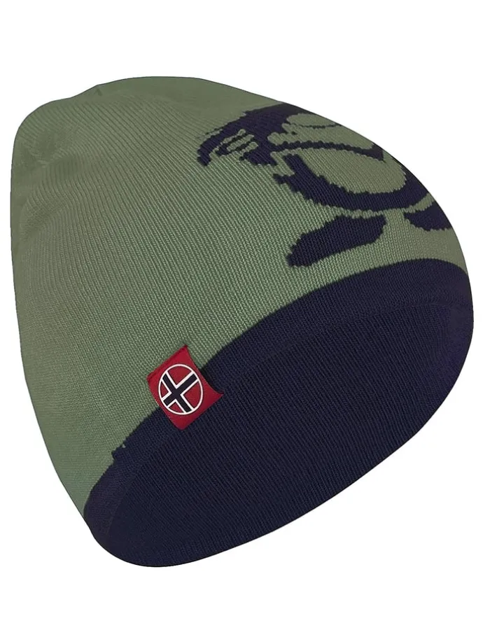 Wende-Beanie "Troll" in Khaki/ Dunkelblau