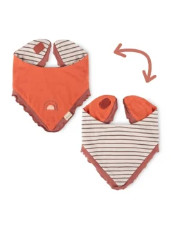 Wendehalstuch Savanne in Rost-Orange/Creme-Braun geringelt