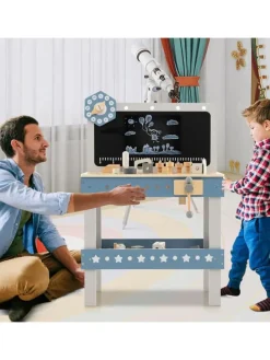 Werkbank mit Tafel in Blau