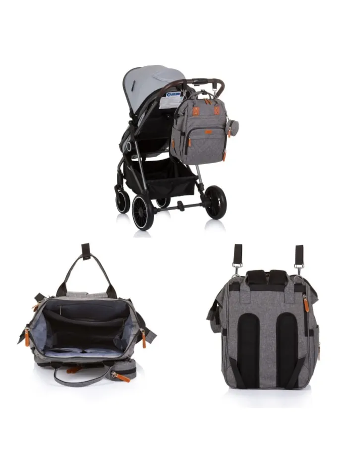 Wickeltasche, Kinderwagen in grau