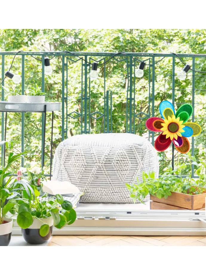 Windrad Blume in Bunt - (B)37,5x (H)74,5 x (T)14 cm