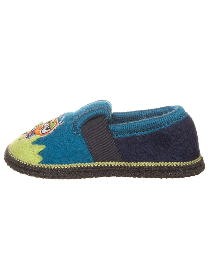 Wollfilz-Hausschuhe "Bobby Küken" in Blau