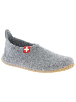 Woll-Hausschuhe "Gipfelkreuz" in Grau
