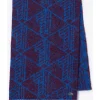 Wollschal in Blau/ Bordeaux