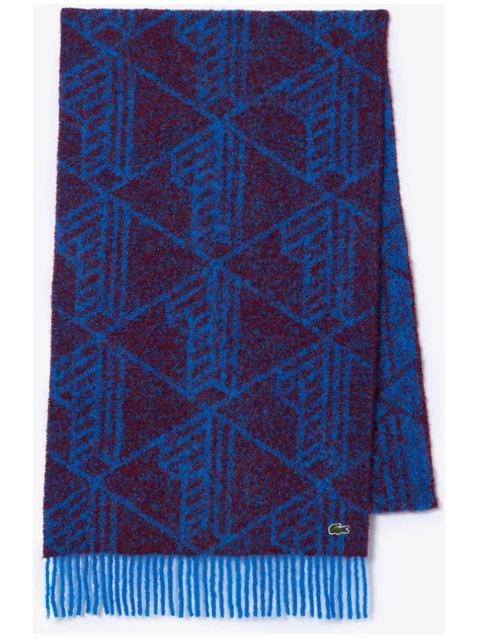 Wollschal in Blau/ Bordeaux