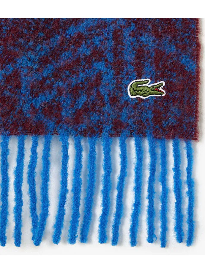 Wollschal in Blau/ Bordeaux