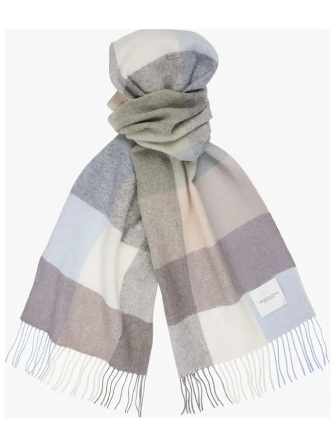 Woll-Schal in Graun/ Hellblau/ Creme