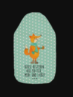 Wärmflasche Fuchs Keks mit Spruch in Türkis Pastell