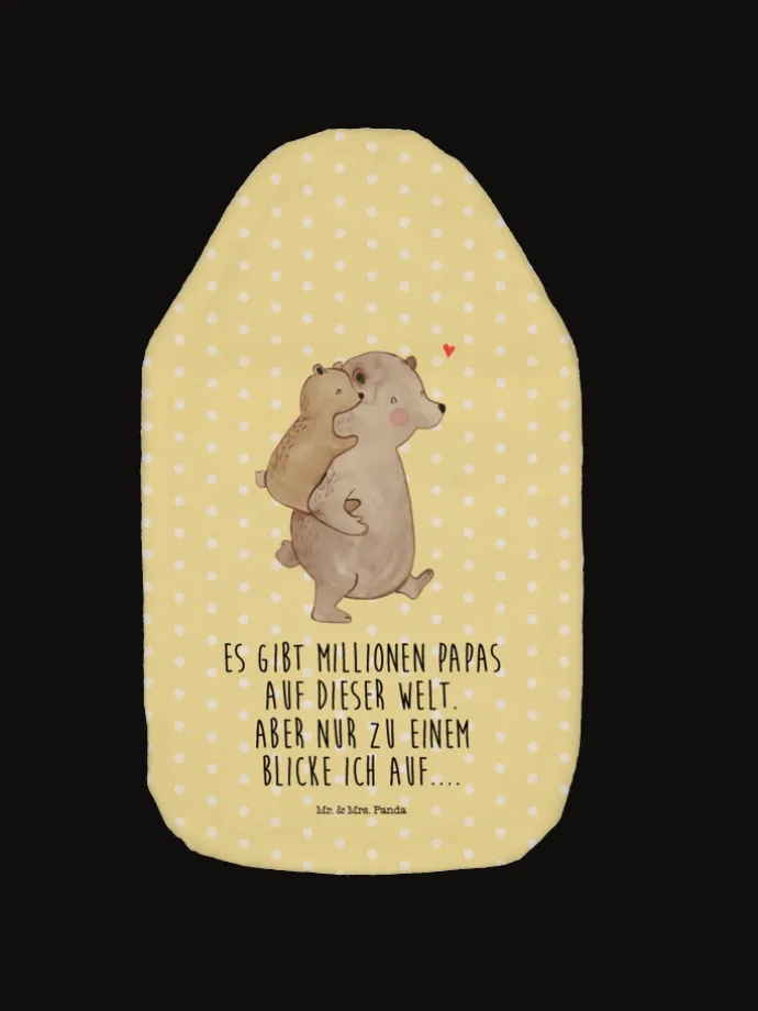 Wärmflasche Papa Bär mit Spruch in Gelb Pastell