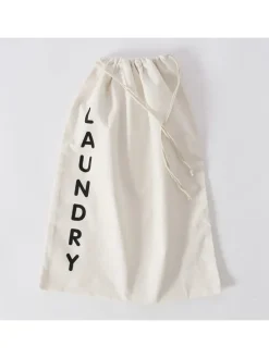 Wäschebeutel "Laundy" in Weiß/ Schwarz - (H)56 cm
