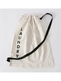 Wäschebeutel "Laundy" in Weiß/ Schwarz - (H)65 cm